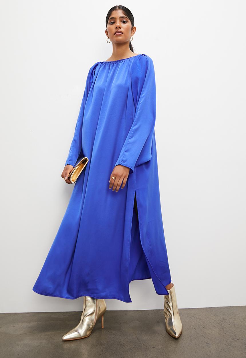 Superbalist - Statement sleeve kaftan dress with scoop back - royal