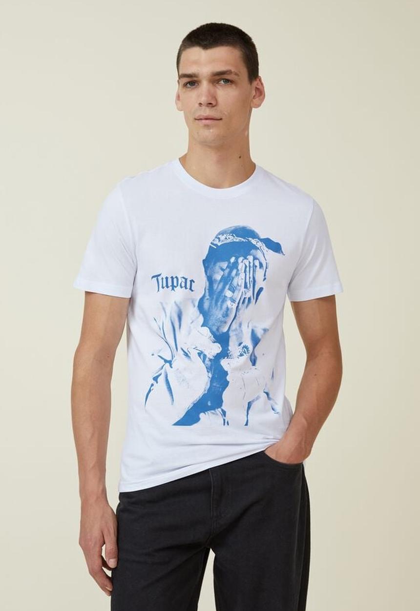 Cotton On - Tbar collab icon T-shirt - lcn bra white/tupac 