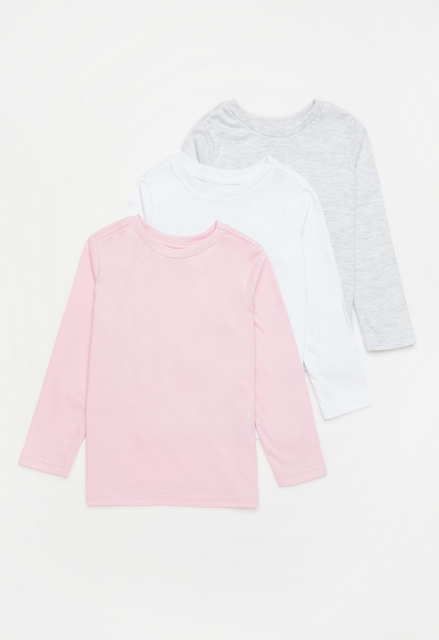 Superbalist - Younger girls long sleeve tees - white/pink/ice melange