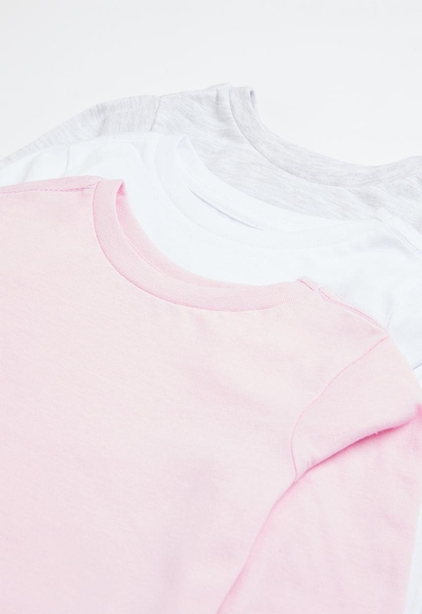 Superbalist - Younger girls long sleeve tees - white/pink/ice melange