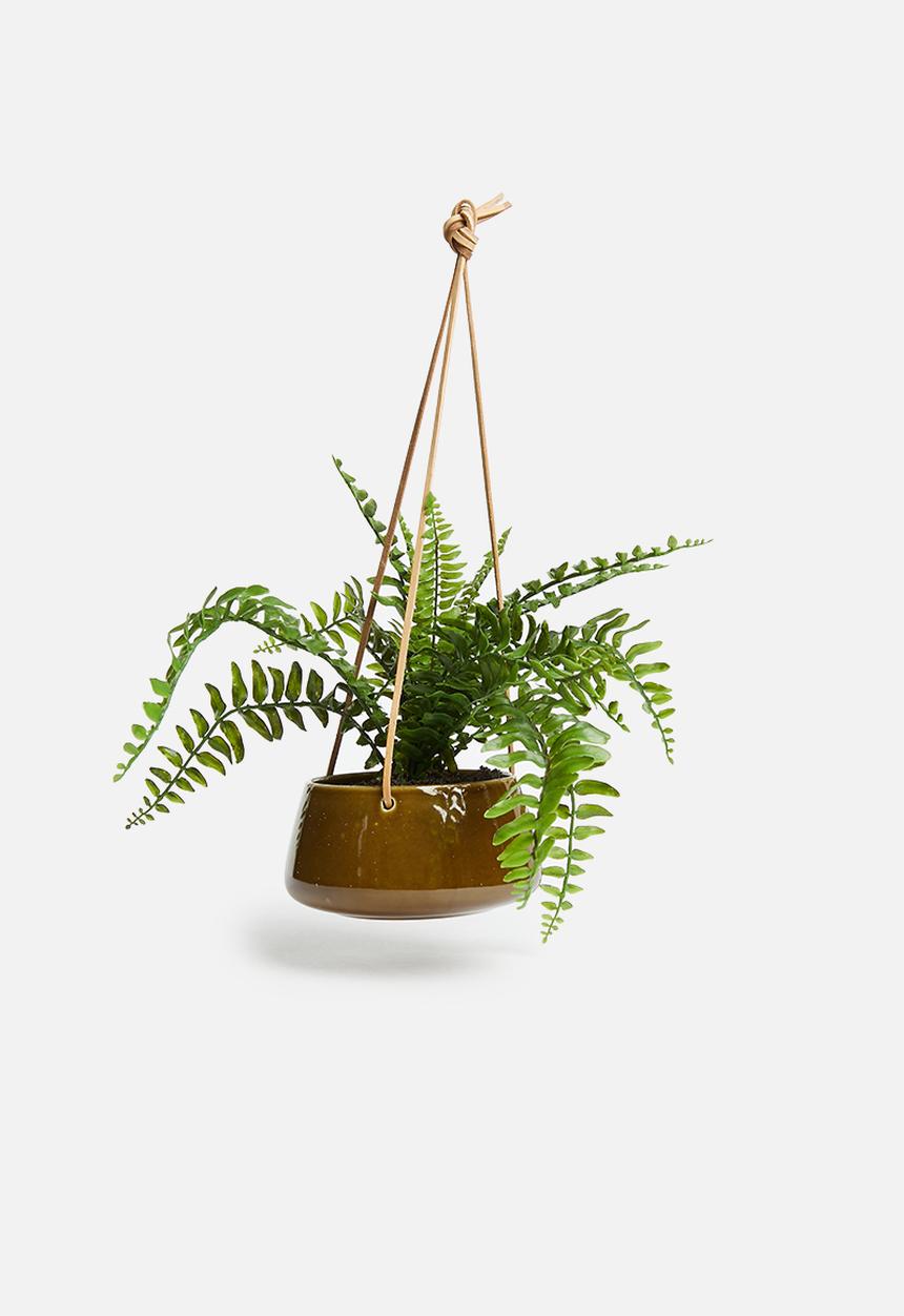 Present Time - Hanging pot unique - caramel brown