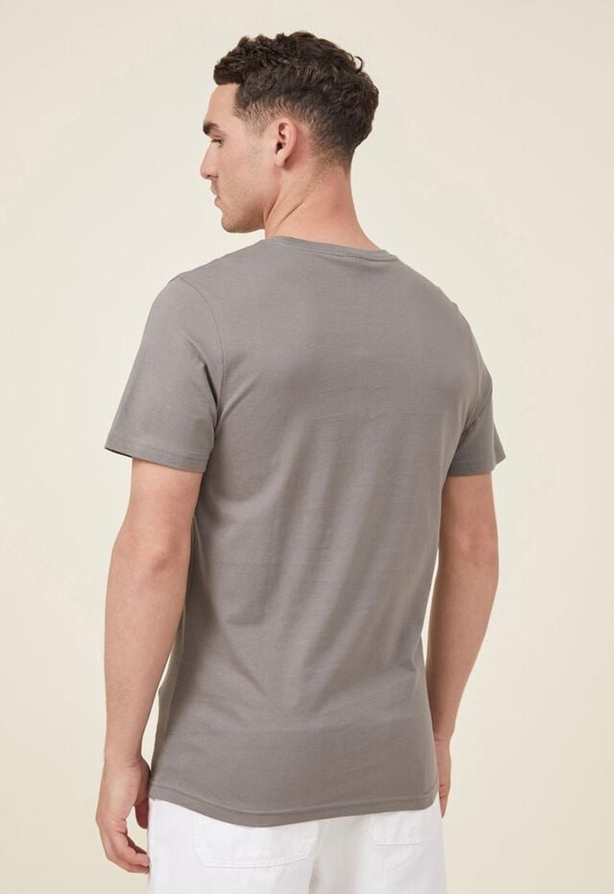 Cotton On - Tbar text T-shirt - slate stone/tokyo kyoto