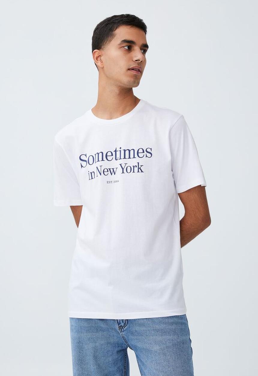 Cotton On - Tbar text T-shirt - white/sometimes in new york serif