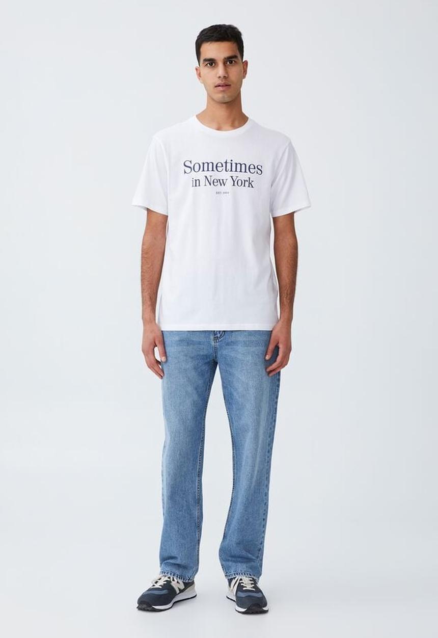 Cotton On - Tbar text T-shirt - white/sometimes in new york serif