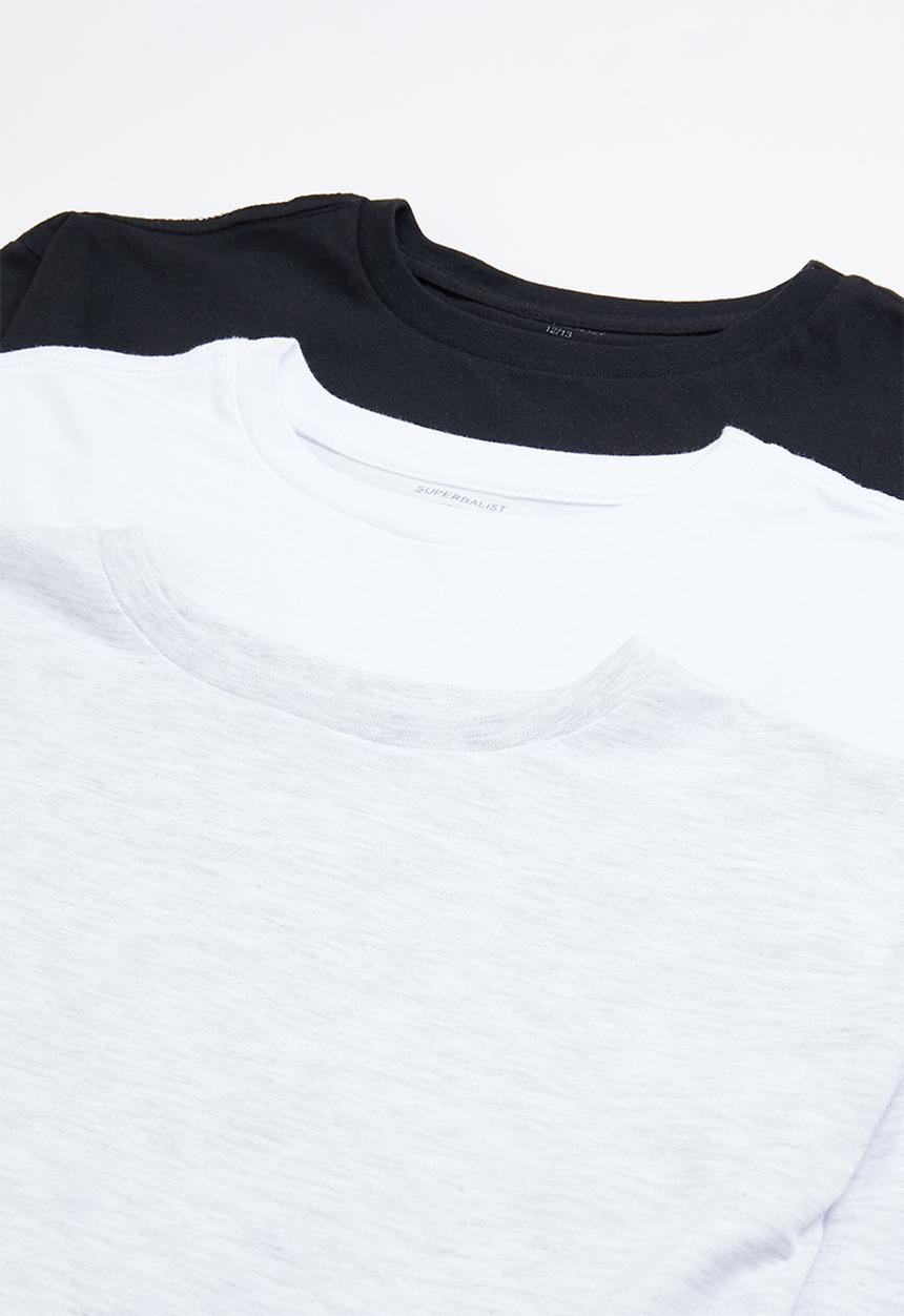Superbalist - Girls 3 pack t-shirt - black/white/ice melange
