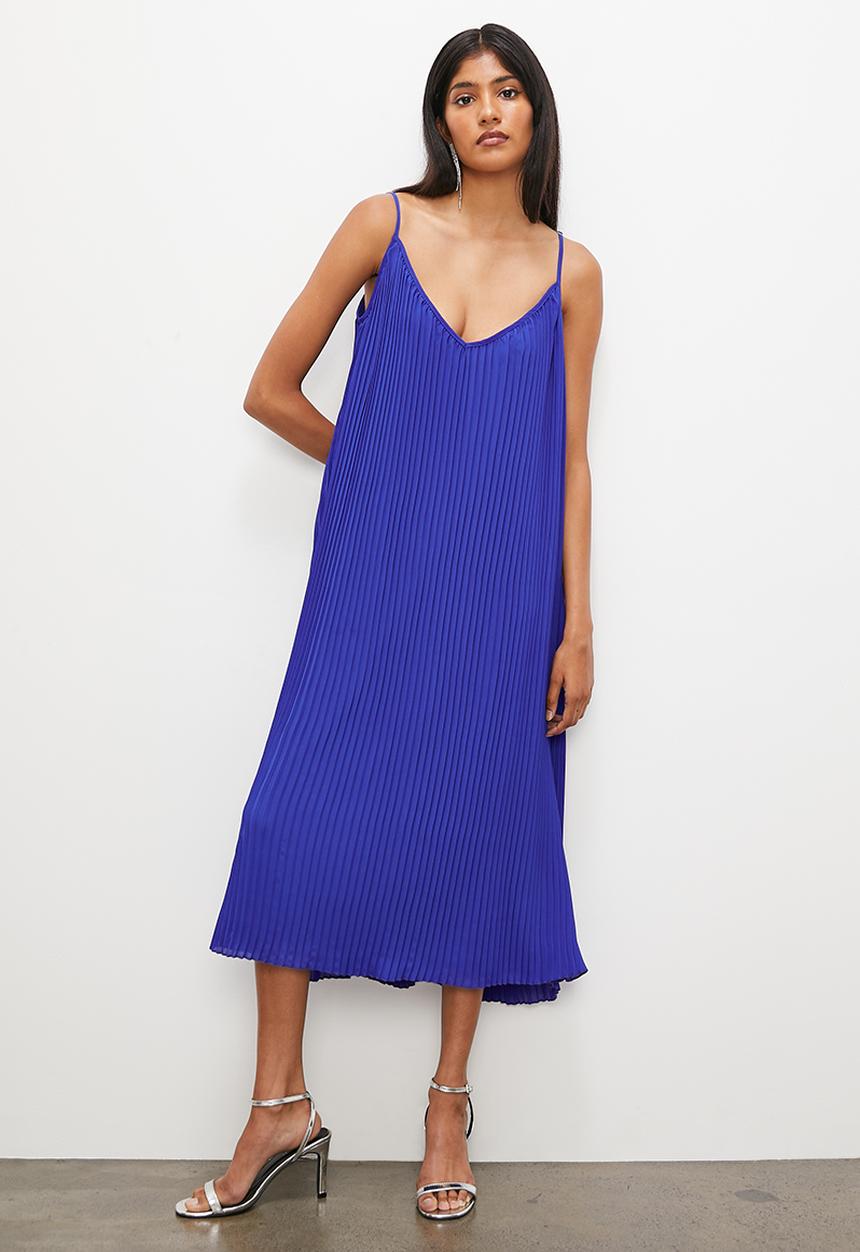 VELVET - Cami pleated trapeze maxi dress - cobalt