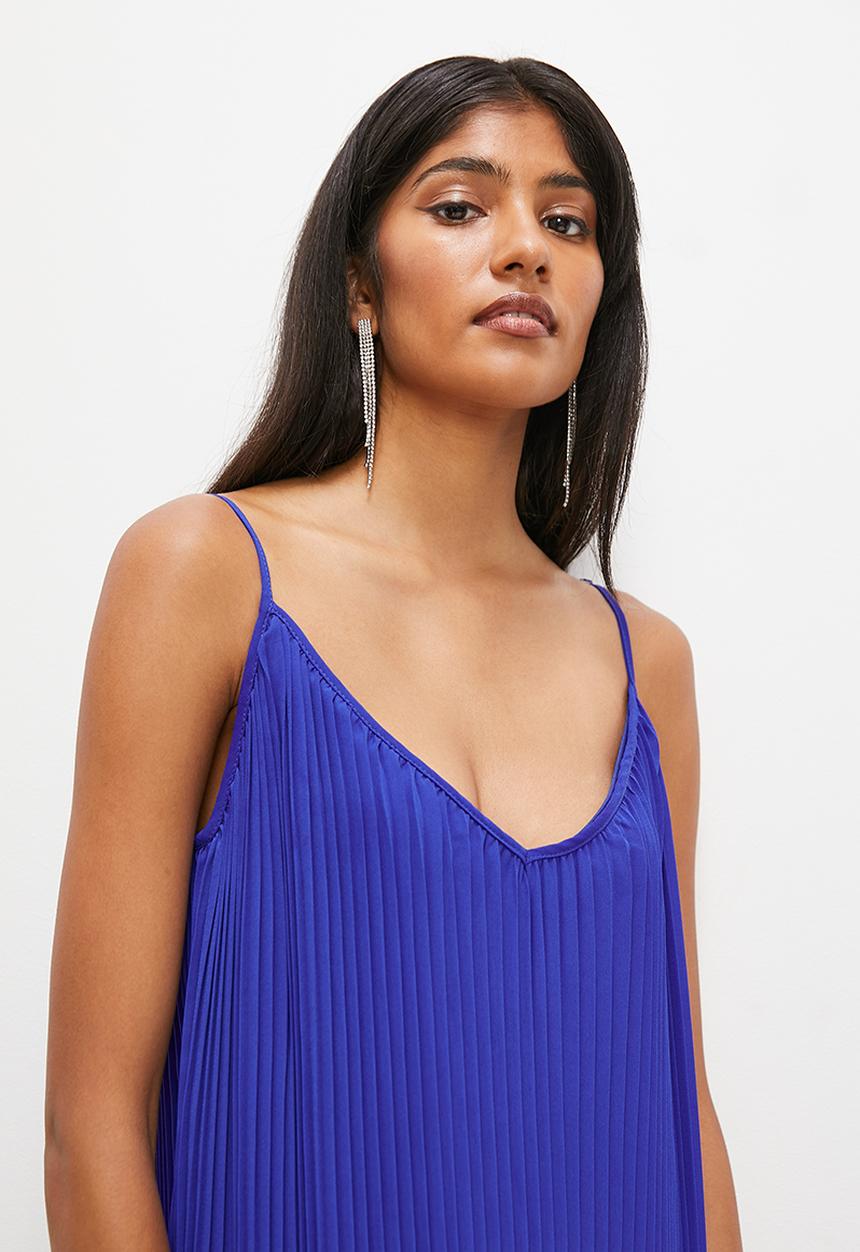VELVET - Cami pleated trapeze maxi dress - cobalt