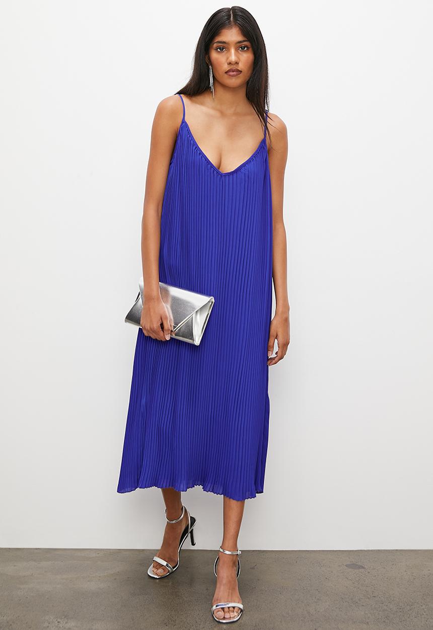 VELVET - Cami pleated trapeze maxi dress - cobalt