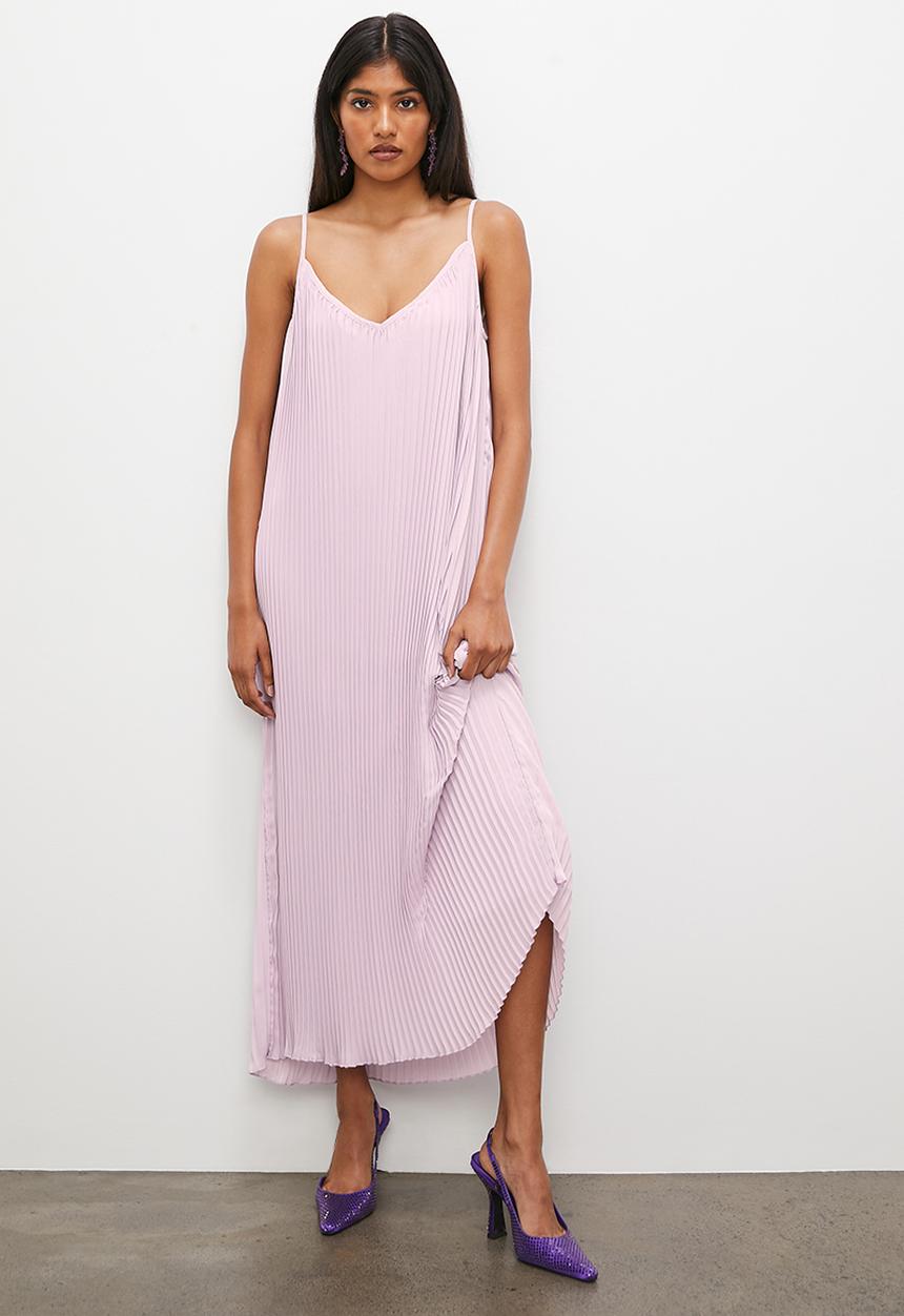VELVET - Cami pleated trapeze maxi dress - lavender fog