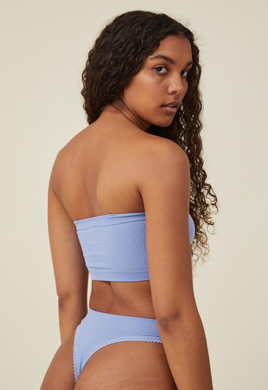 Cotton On - Seamless gathered padded bandeau - hydrangea pointelle