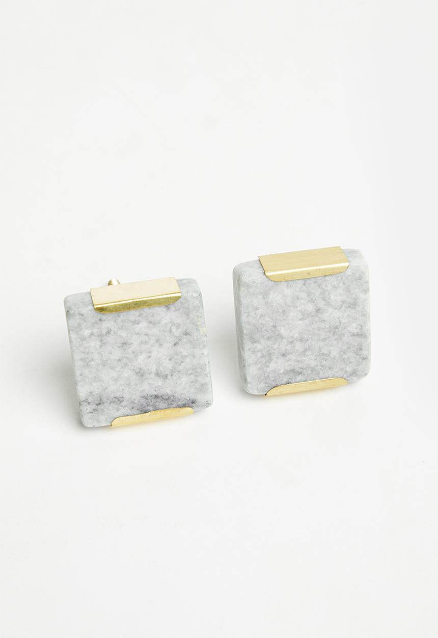 Sixth Floor - Marble knob set of 2 - grey & gold