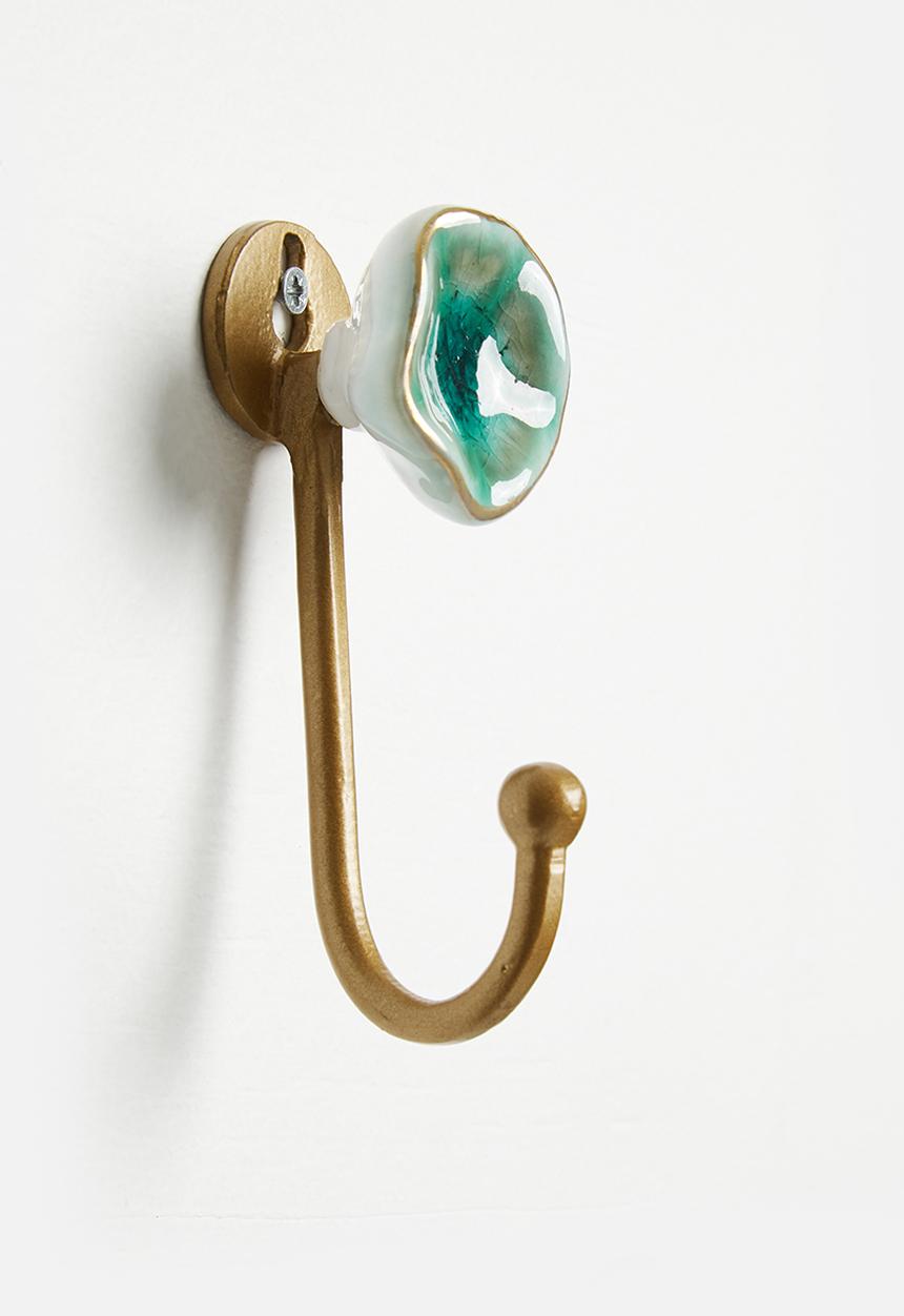 Sixth Floor - Ceramic hook set of 2 - blue & gold