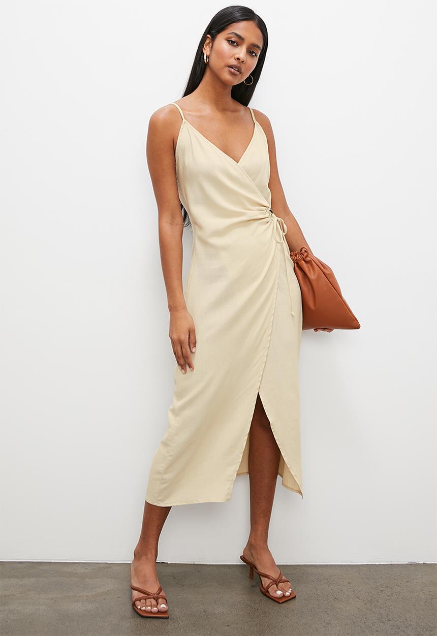 VELVET - Strappy wrap dress - neutral