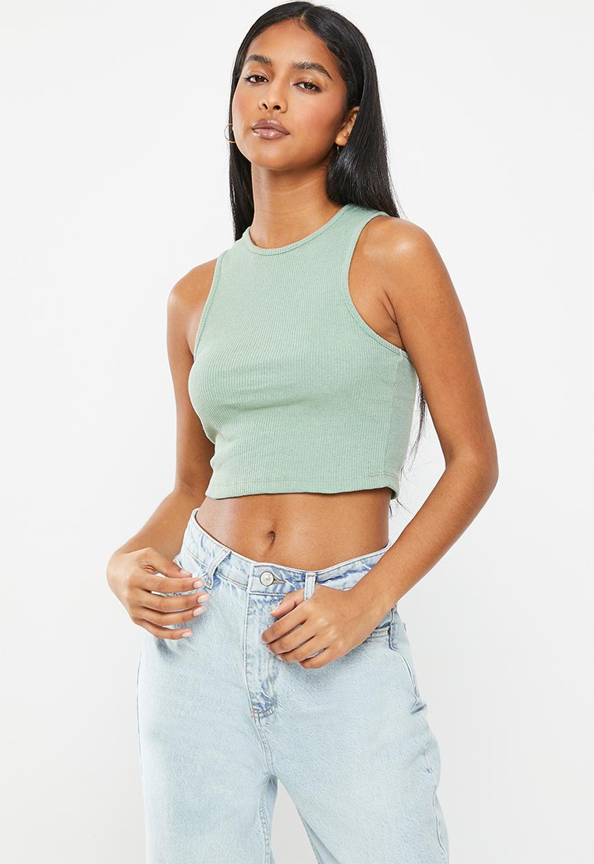 Trendyol - High neck crop top - mint