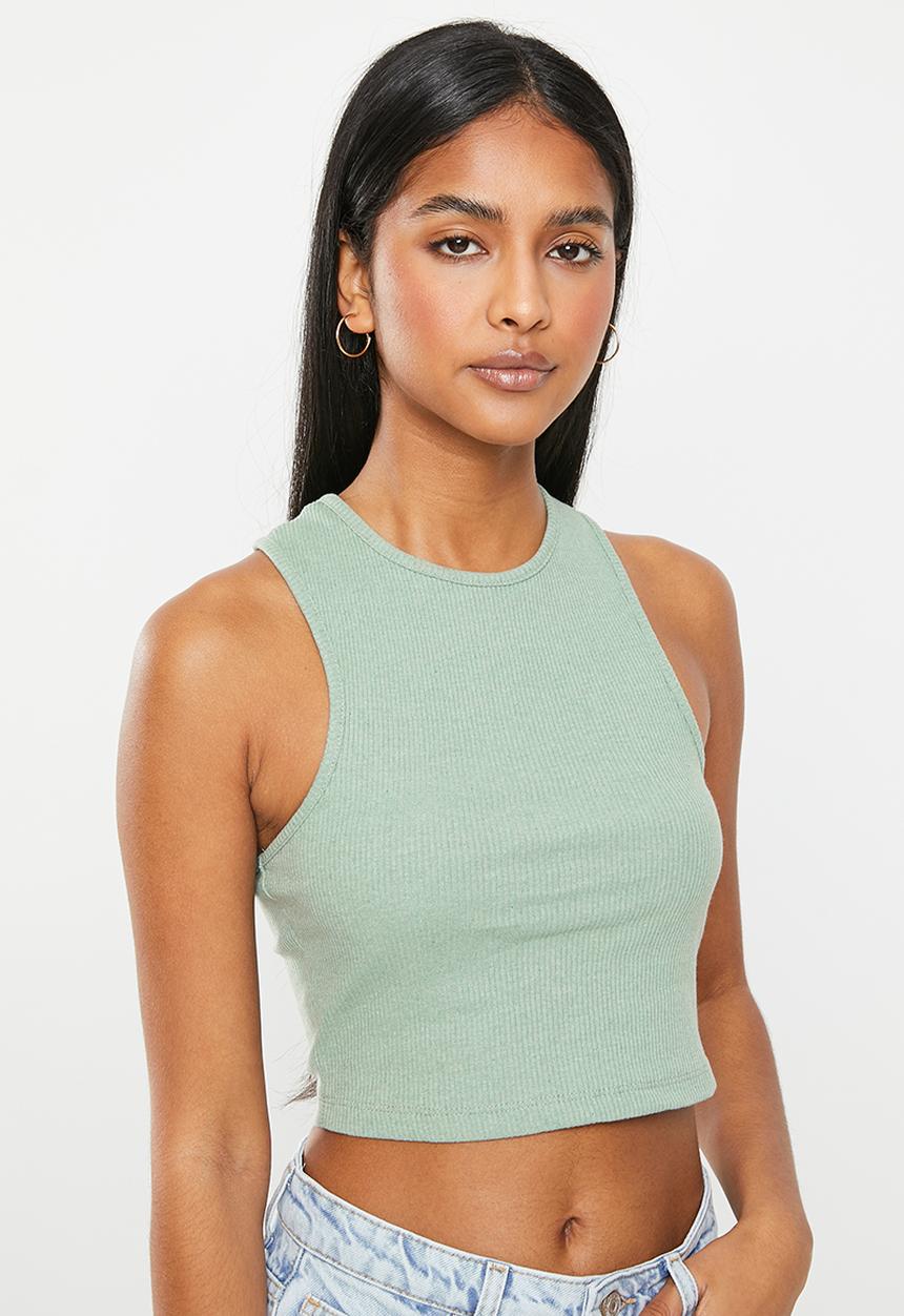 Trendyol - High neck crop top - mint