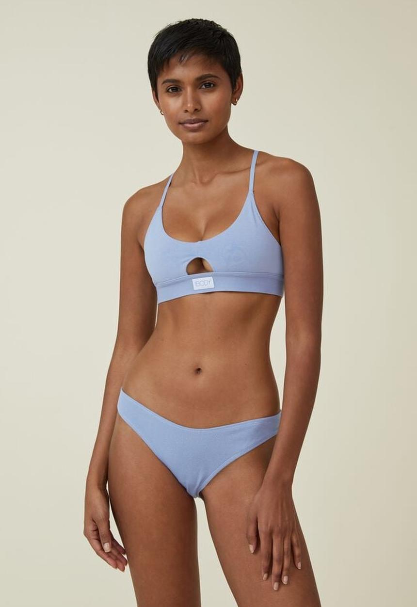 Cotton On - Organic cotton rib bikini brief - hydrangea