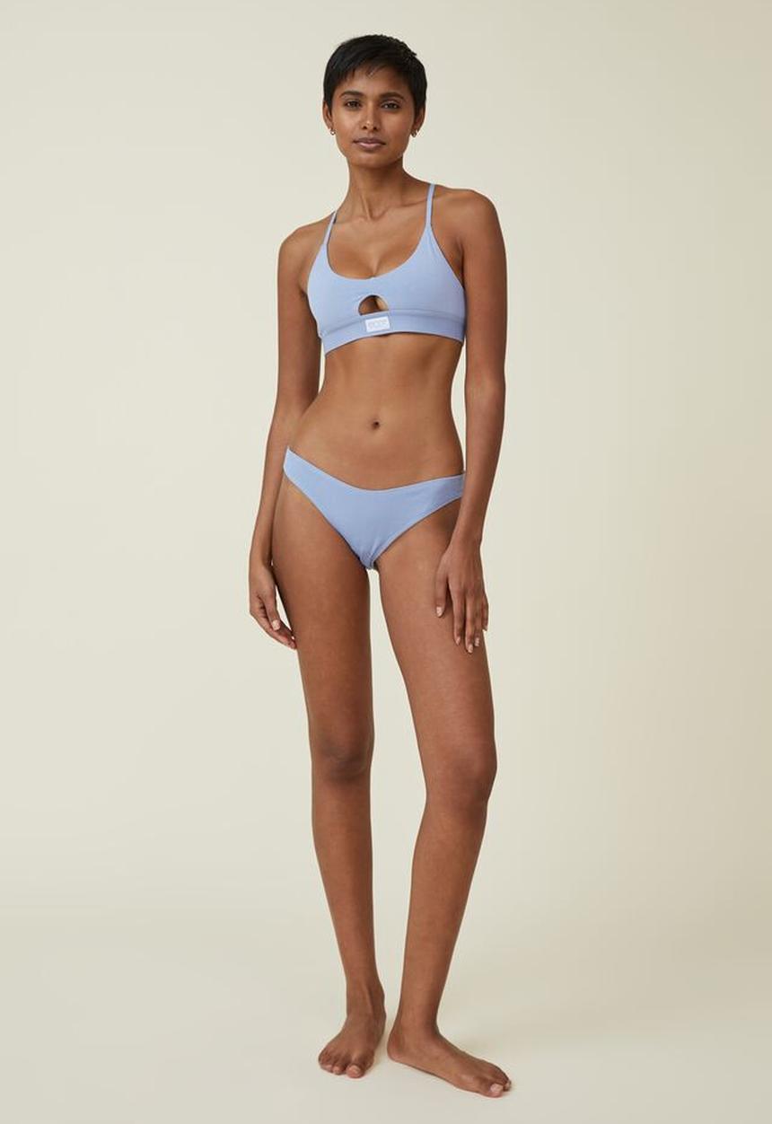 Cotton On - Organic cotton rib bikini brief - hydrangea