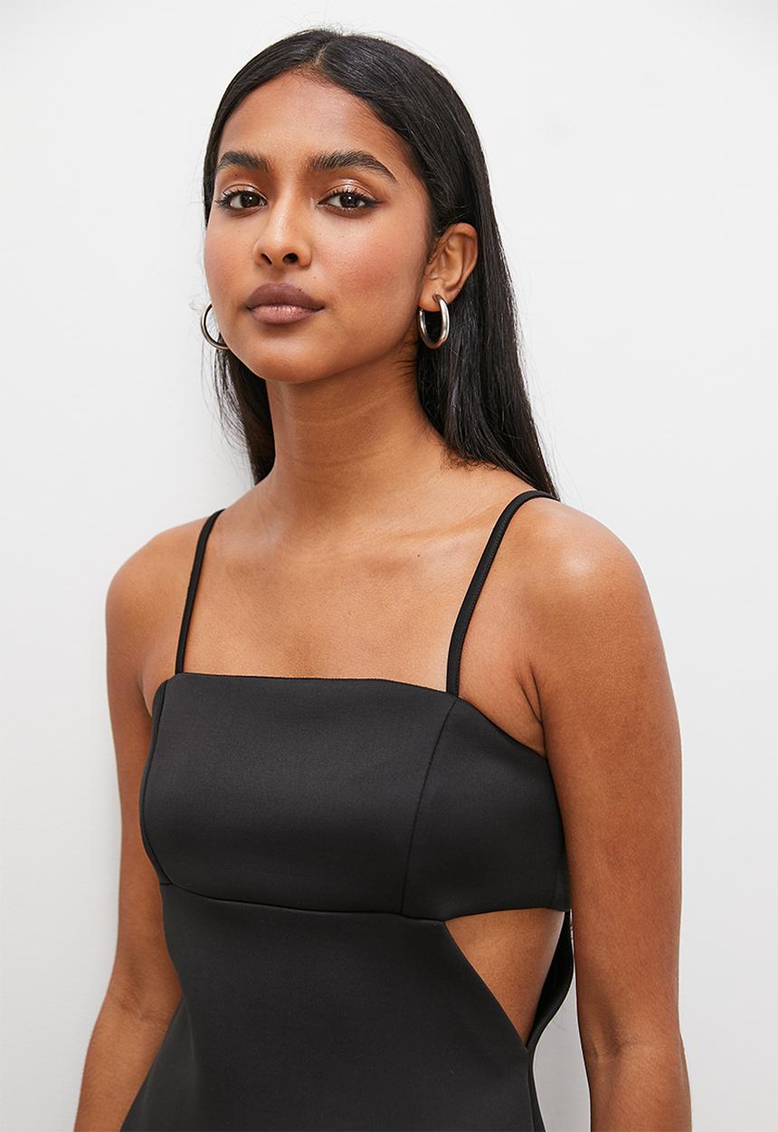 VELVET - Side cut out a line micro mini dress - black