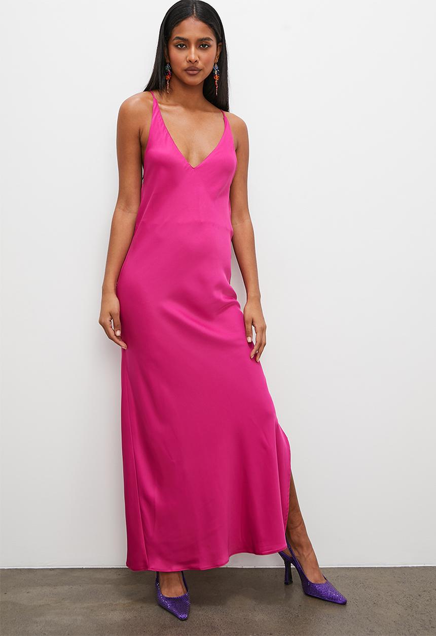 VELVET - Strappy cowl back slip dress - mulberry
