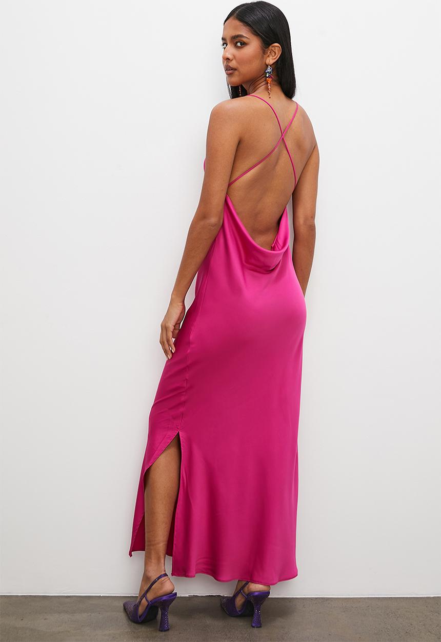 VELVET - Strappy cowl back slip dress - mulberry