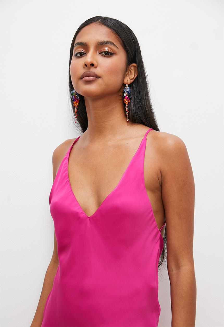 VELVET - Strappy cowl back slip dress - mulberry