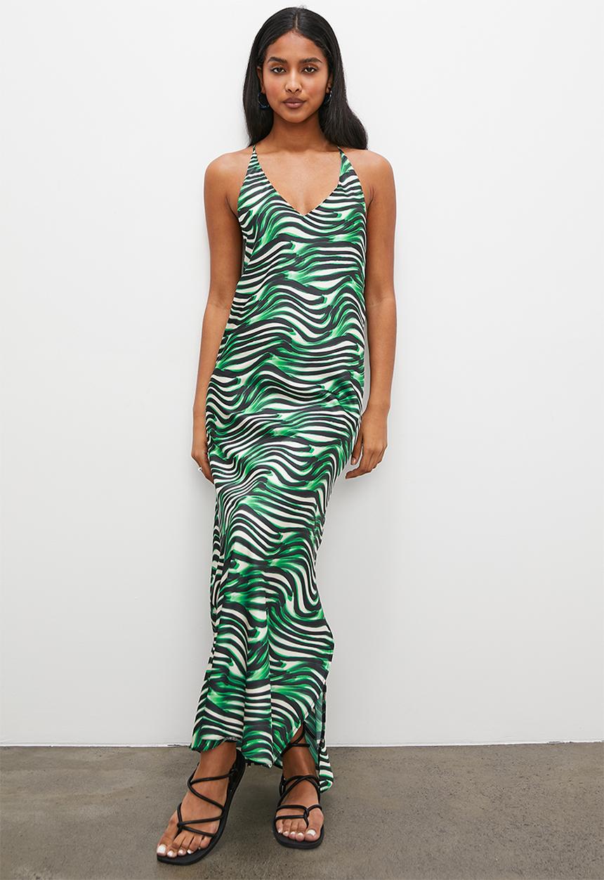 VELVET - Strappy cowl back slip dress - green marker