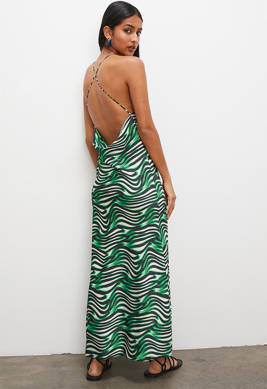 VELVET - Strappy cowl back slip dress - green marker