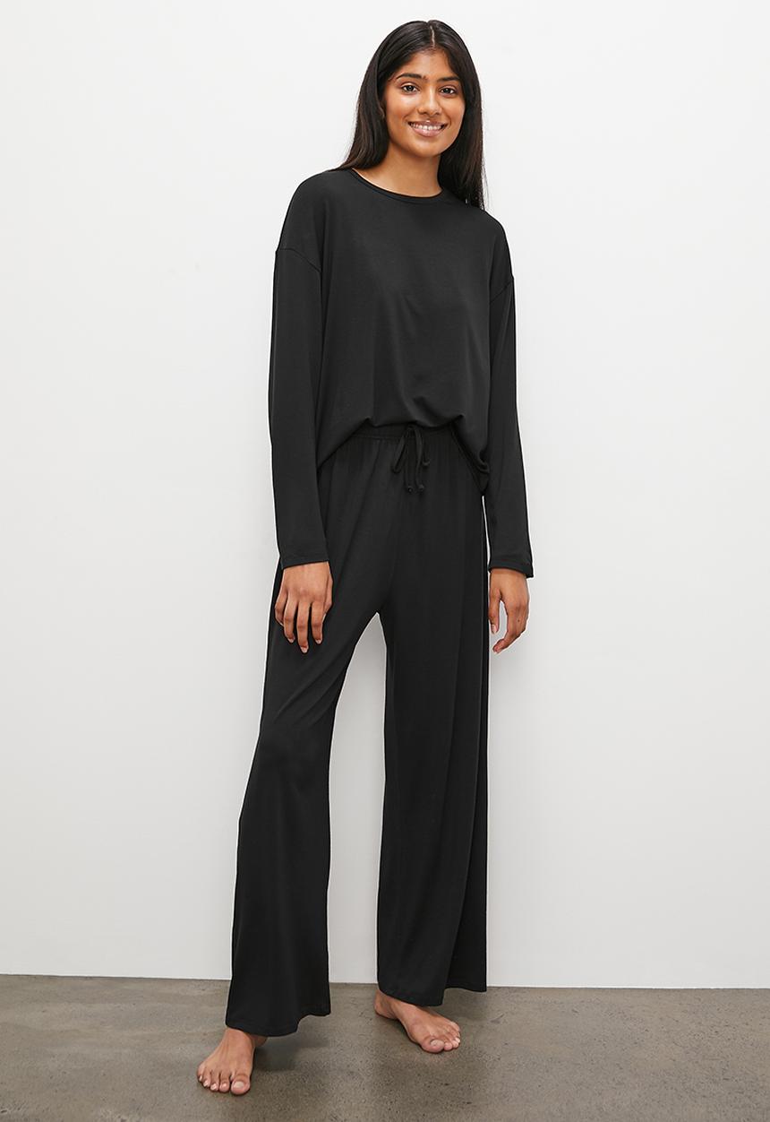 Superbalist - Long sleeve knit top & pant set - black