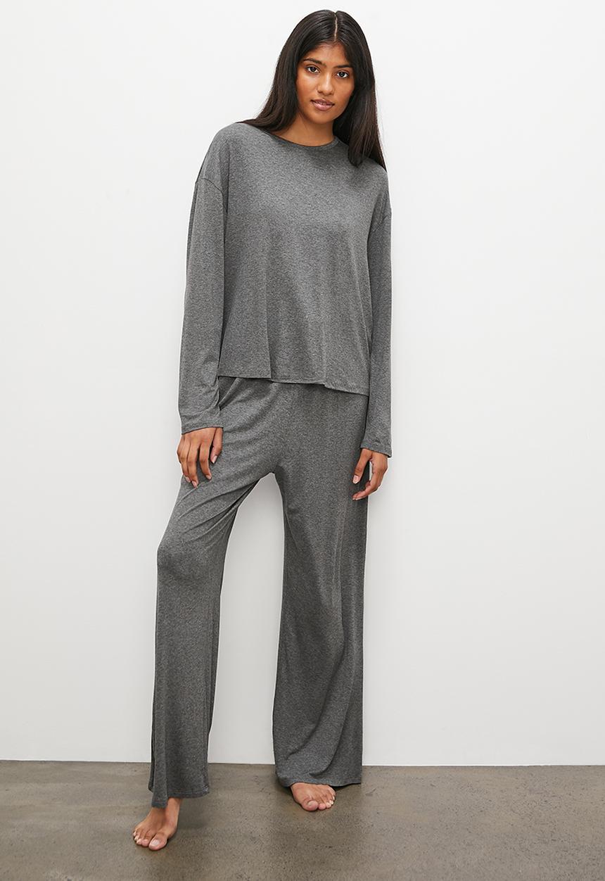 Superbalist - Long sleeve knit top & pant set - charc mel