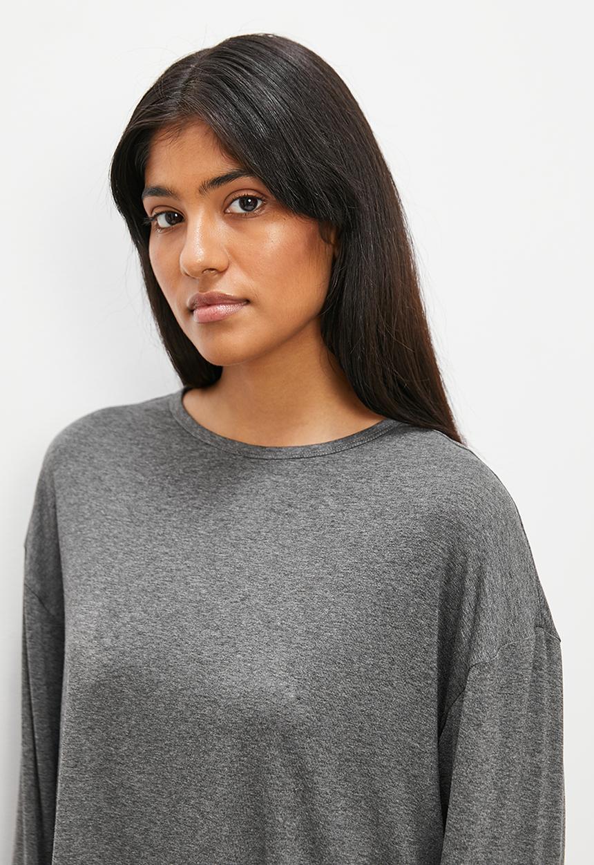Superbalist - Long sleeve knit top & pant set - charc mel
