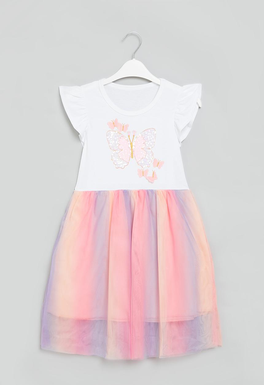 Pop Candy - Butterfly dress - white/pink