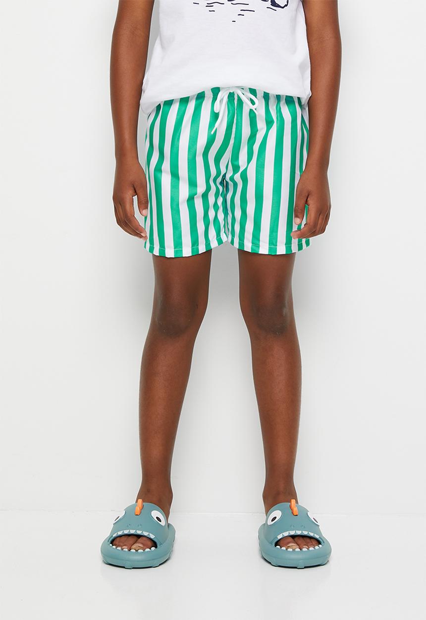 Pop Candy - Stripe board shorts - green & white 