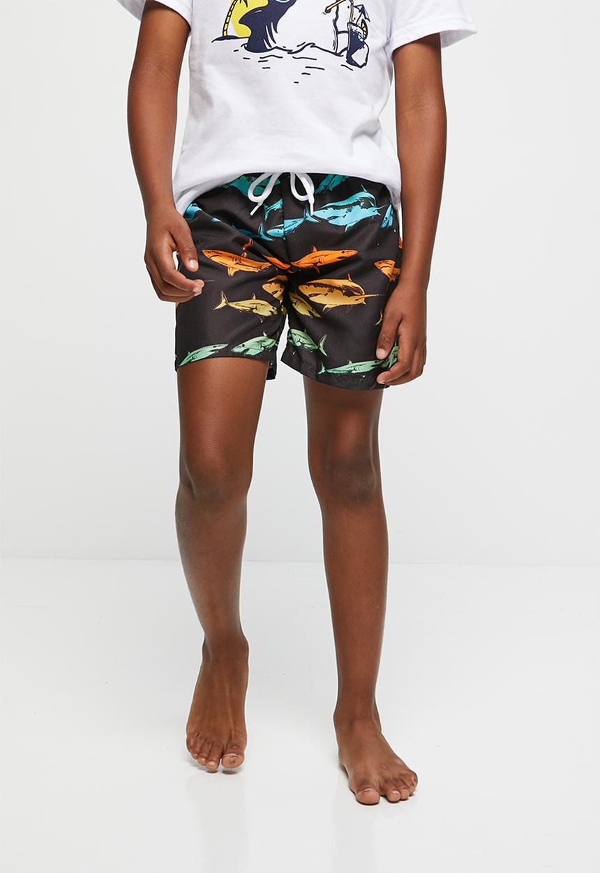 Pop Candy - Boys printed swim boardshorts - black