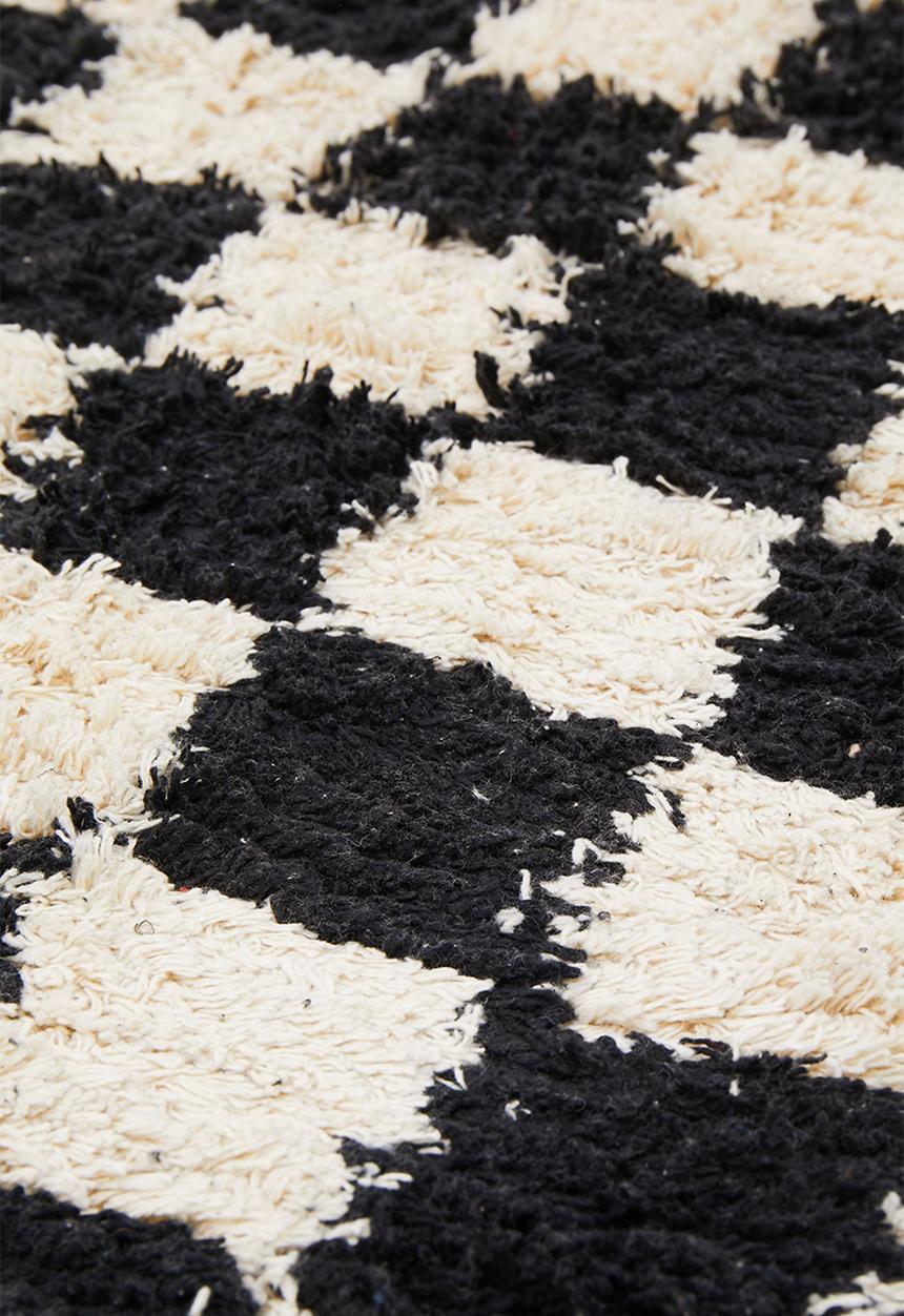 Sixth Floor - Checkered cotton tufted runner - black & cream