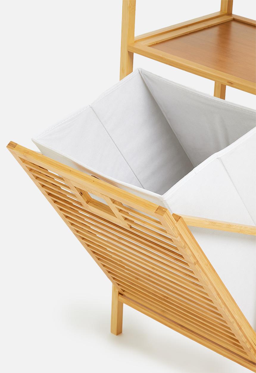Bathroom Solutions - Laundry bathroom rack - white & natural