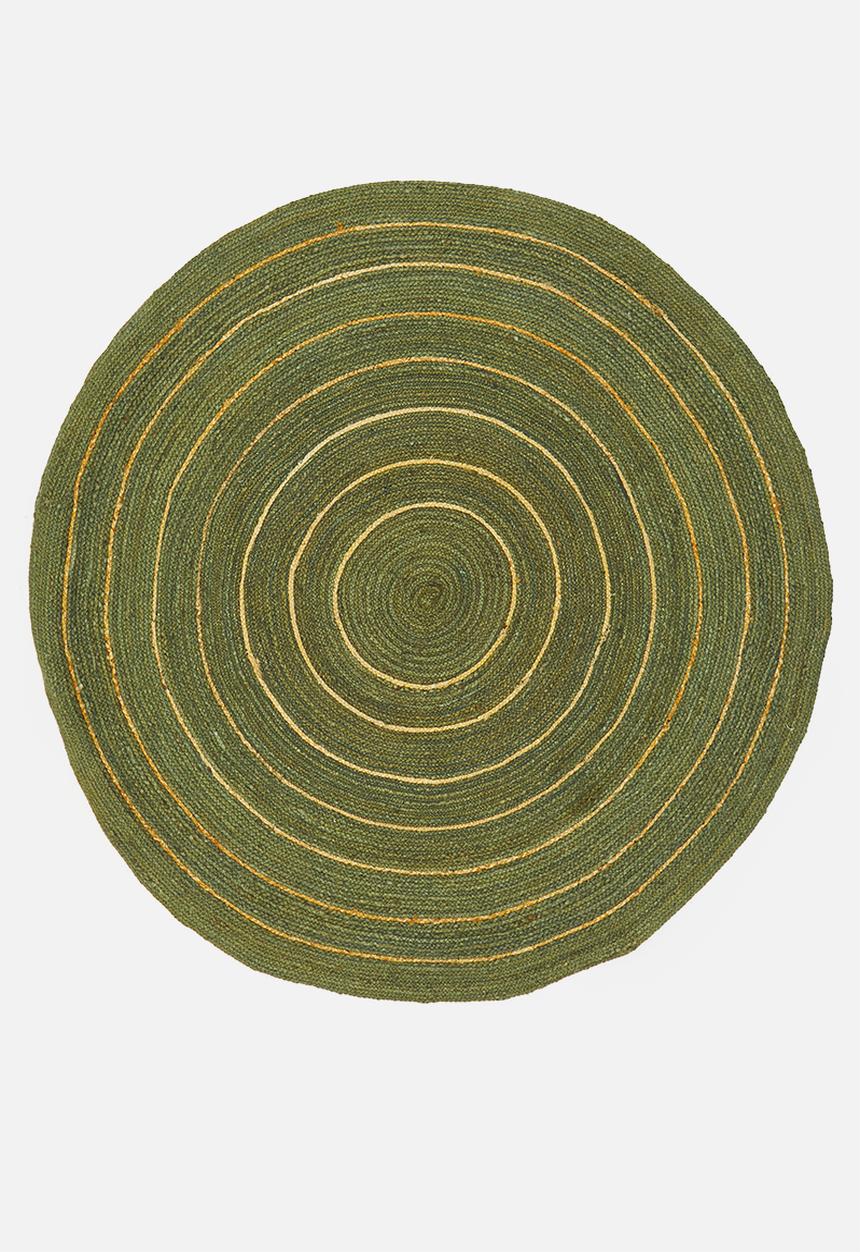 Sixth Floor - Striped round jute rug - green