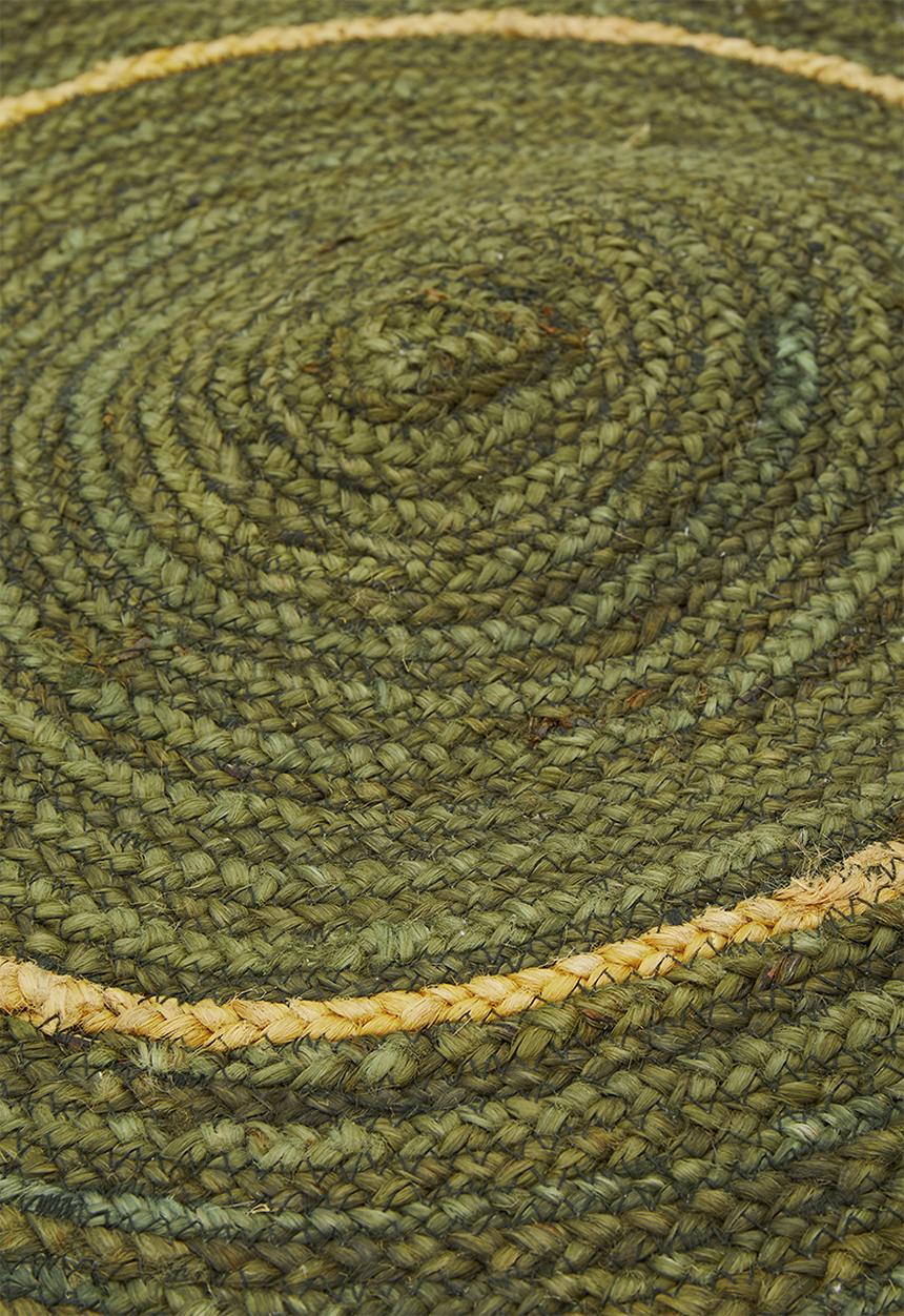 Sixth Floor - Striped round jute rug - green