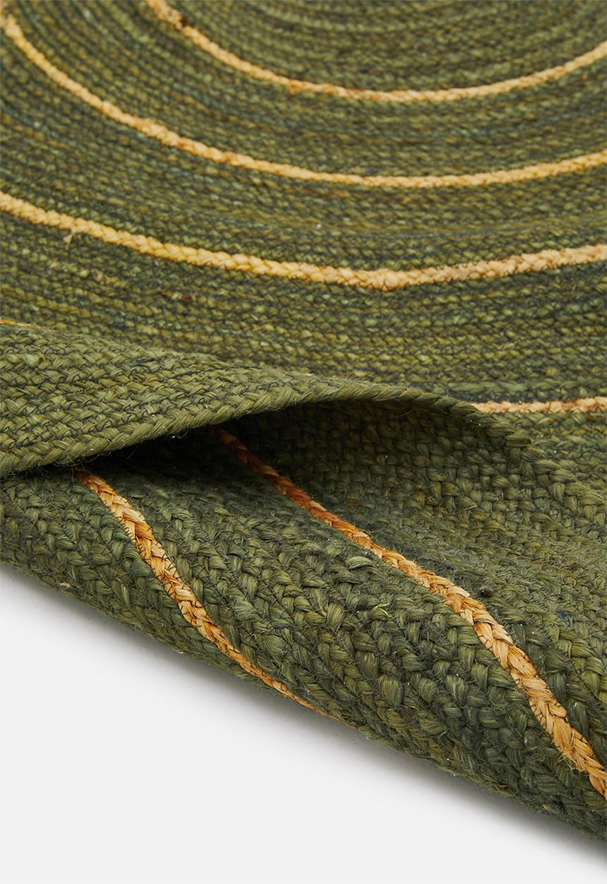 Sixth Floor - Striped round jute rug - green