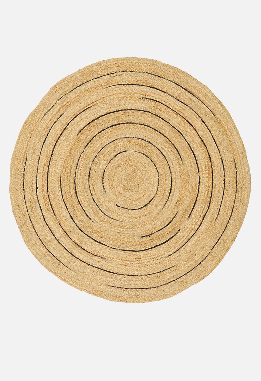 Sixth Floor - Striped round jute rug - natural