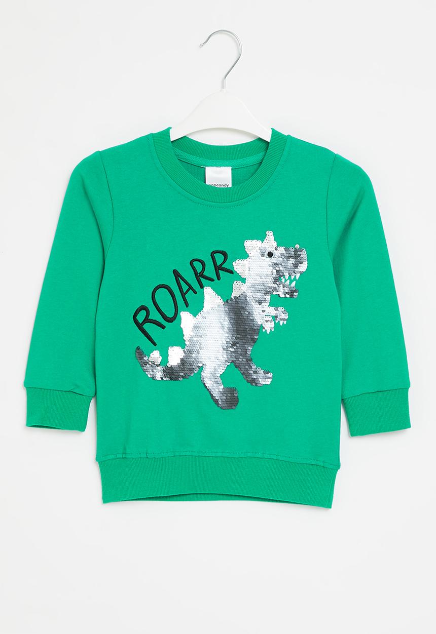 Pop Candy - Boys dino crew sweatshirt - green