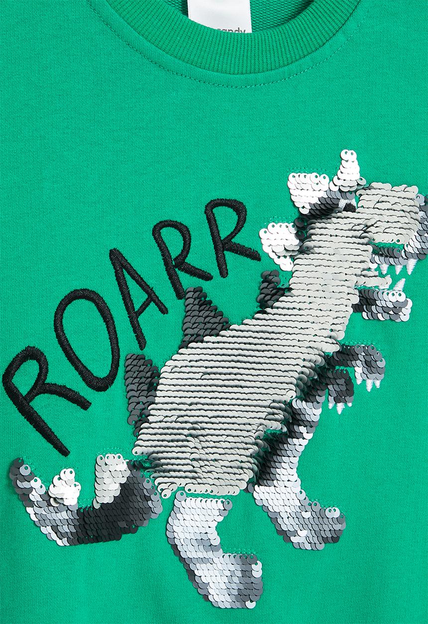 Pop Candy - Boys dino crew sweatshirt - green