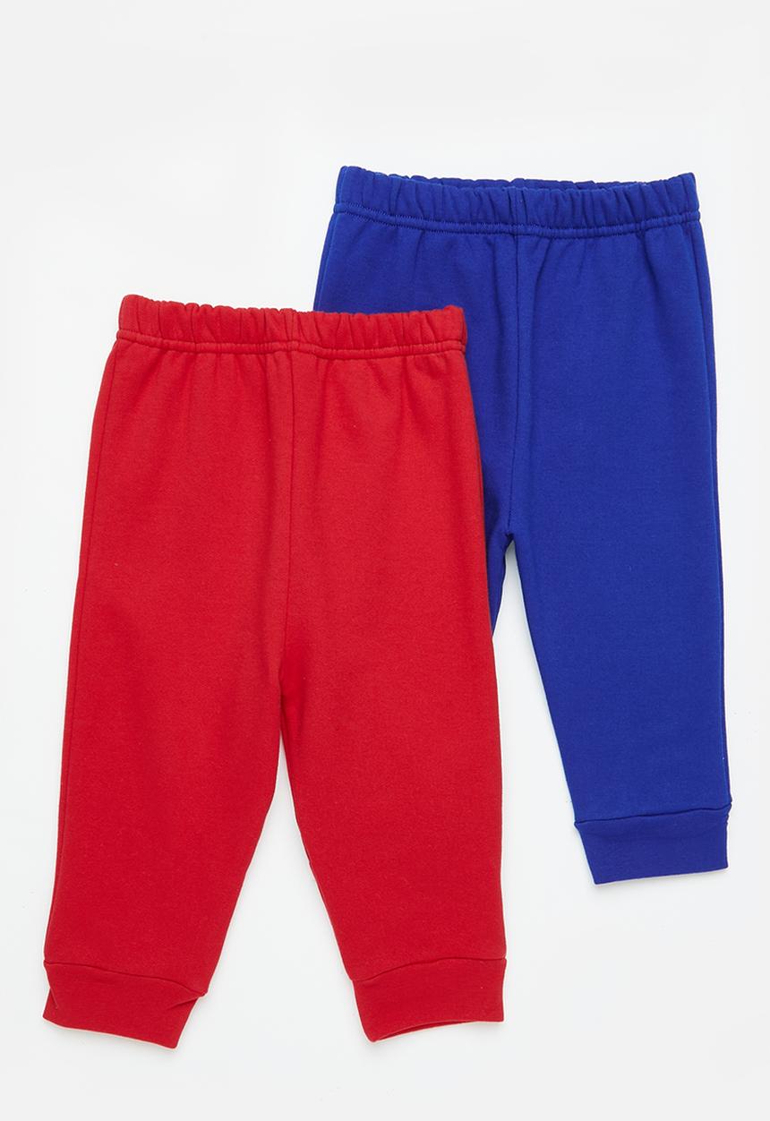 Superbalist - 2 Pack plain track pants red/grey melange