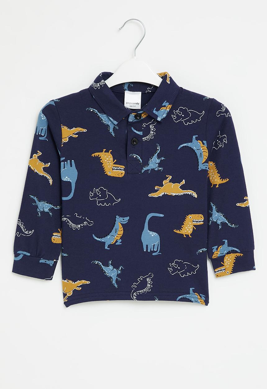 Pop Candy - Dino long sleeve golfer - navy