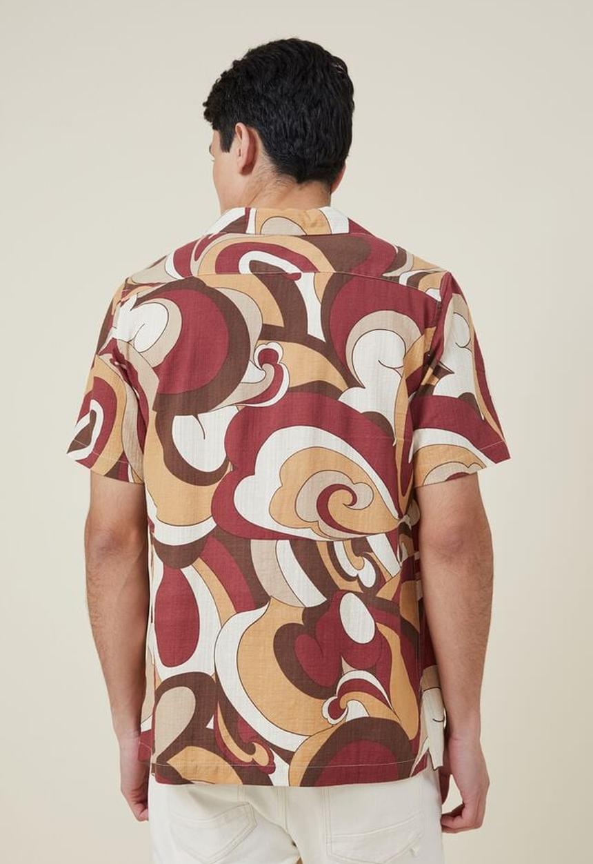 Cotton On - Riviera short sleeve shirt - red psychedelic