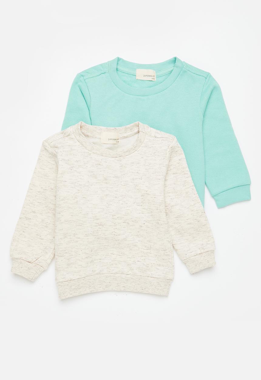 Superbalist - 2 pack plain sweatshirt - oatmeal/mint