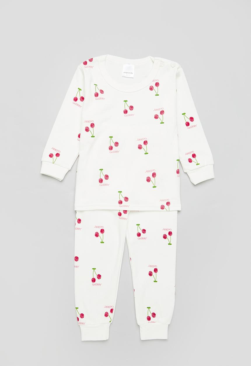 Pop Candy - Girls cherry pj set - white