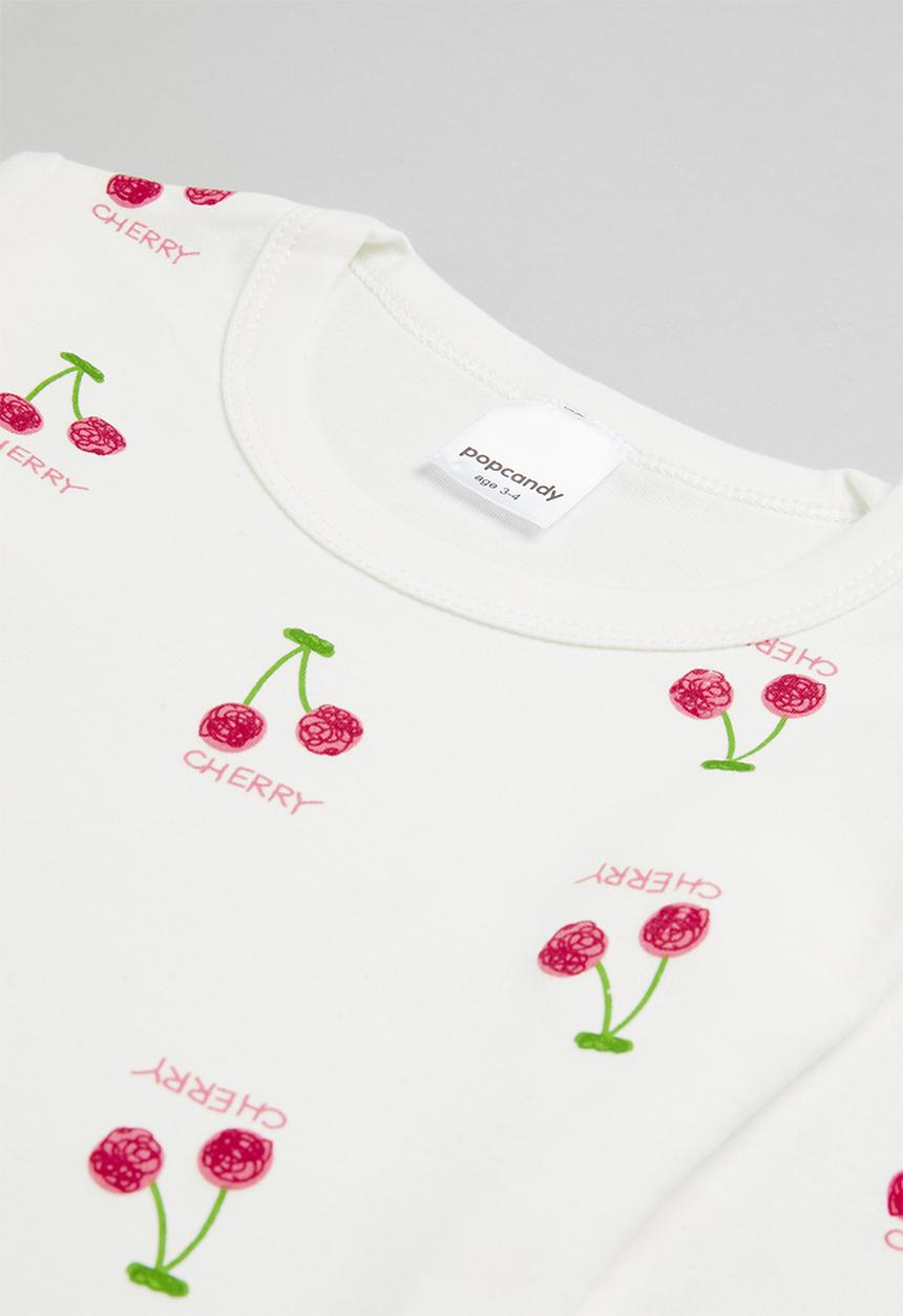 Pop Candy - Girls cherry pj set - white