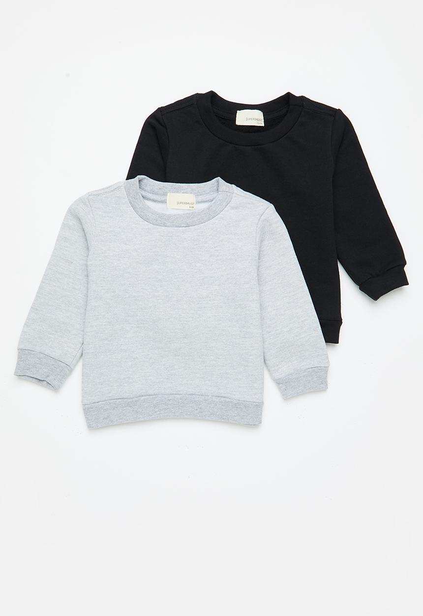 Superbalist - 2 pack plain sweatshirt - black/grey melange