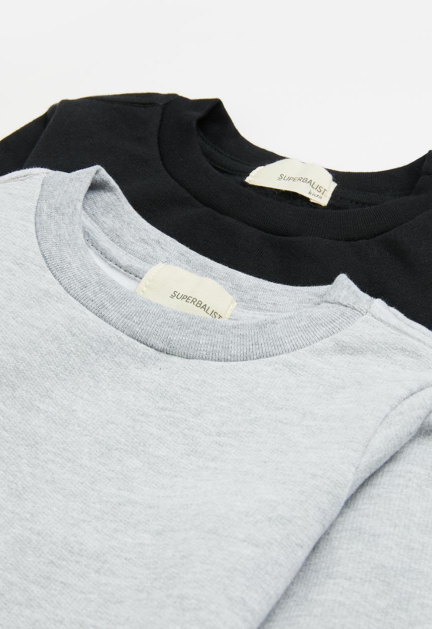 Superbalist - 2 pack plain sweatshirt - black/grey melange