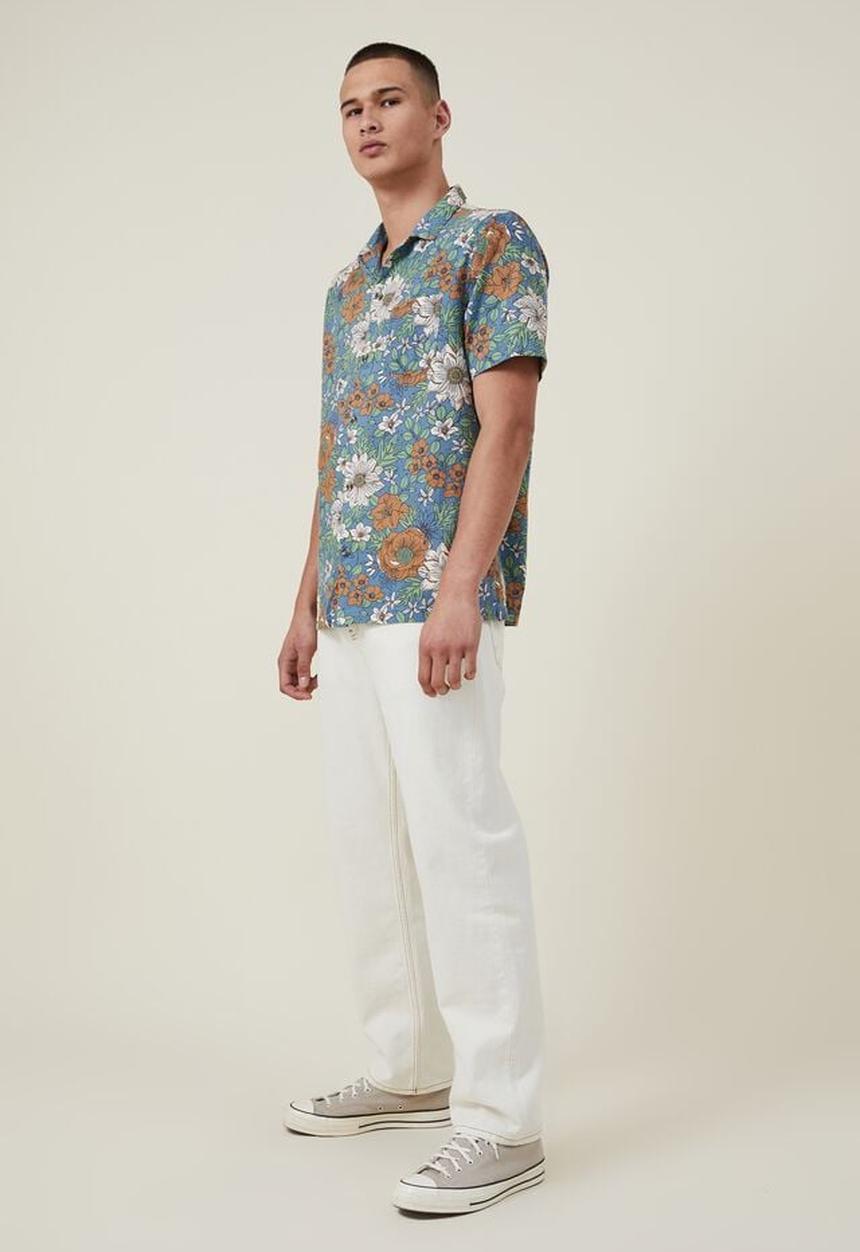 Cotton On - Riviera short sleeve shirt - blue floral